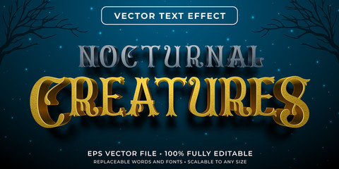 Fototapeta premium Editable text effect - night creatures style