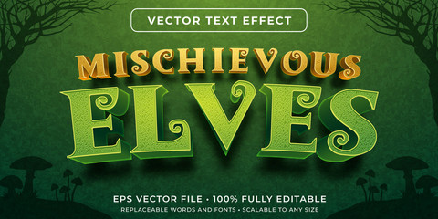 Editable text effect - forest elves style © vectorrific23
