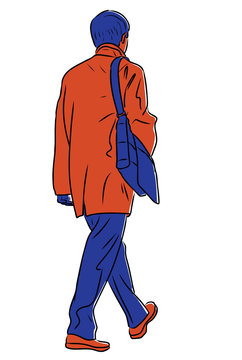 recommend clip art: Vector image of casual townsman walking along street
