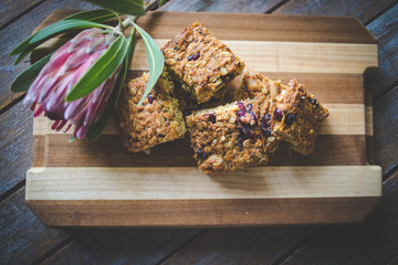 Close up image of lactation bars that was home made for a new mother.