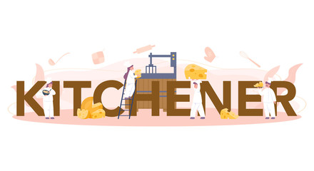 Cheese maker typographic header concept. Professional chef making