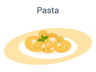 Spaghetti or pasta. Italian food on the plate. Delicious dinner