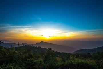 sunset over the mountains