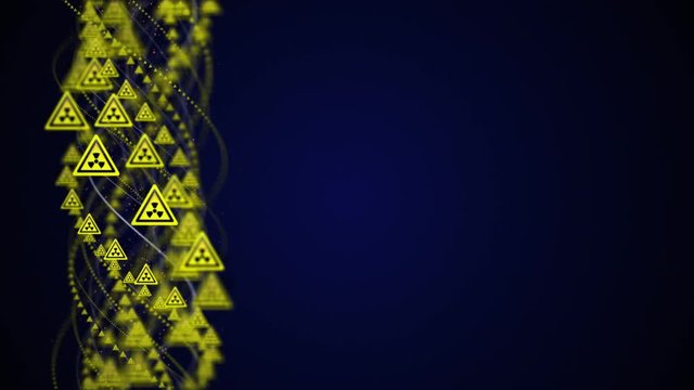Intertwined NUCLEAR Symbol, Radiation Hazard Danger Symbols Animation, Rendering, Background, Loop, 4k
