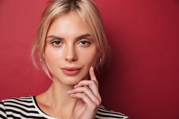 Fototapeta premium Image of beautiful blonde woman posing and looking at camera