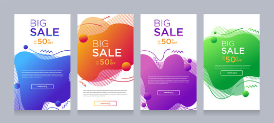 Modern colorful advertising poster for flash sale banners with dynamic shape. Sale banner template design, Flash sale special offer set