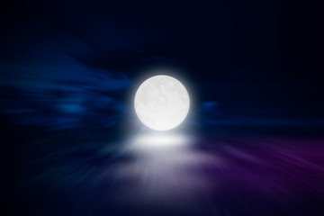 Obraz premium Super moon. a bright full moon and stars above the seascapes at night. Background to the tranquility of nature, outdoor at night.