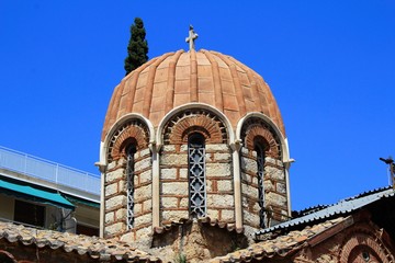 The dome of an old byzantine church in Athens, Greece.