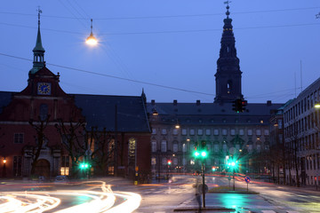 Fototapeta na wymiar Christiansborg Castle, Houses of Parliament, Copenhagen, Denmark