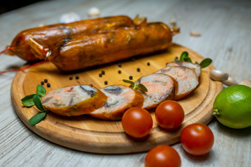 sliced ​​sausage fish