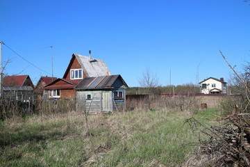 cottage plot in spring in the village