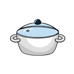 Vector metal pot. Kitchen item, appliance, dishes. The illustration on the theme of food and cooking, frying, grilling isolated on a white background