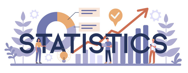 Statistics typographic header concept. Web page improvement