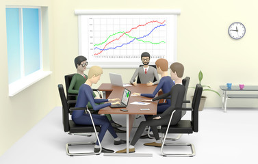 Fototapeta na wymiar Brainstorm and consultation in the boss office. 3D illustration
