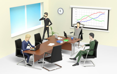Fototapeta na wymiar Business meeting in the office. 3D illustration