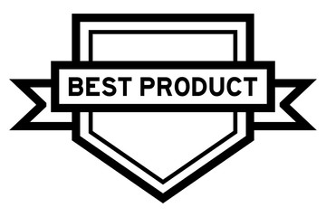 Pentagon vintage label banner in black color with word best product on white background