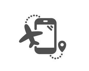 Flights application icon. Airplane phone app sign. Airport information symbol. Classic flat style. Quality design element. Simple flights application icon. Vector
