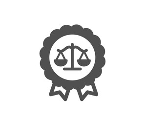 Obraz premium Justice scales icon. Judgement award sign. Legal law symbol. Classic flat style. Quality design element. Simple justice scales icon. Vector