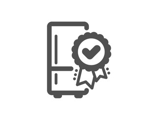 Certified refrigerator icon. Fridge award sign. Freezer storage symbol. Classic flat style. Quality design element. Simple certified refrigerator icon. Vector