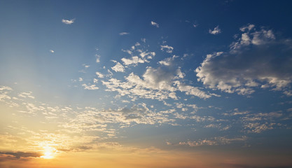beautiful blue sky in sunrise with white clouds