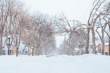 Snow Covered Streets Fargo USA