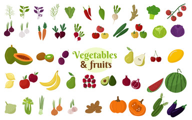Vegetables and fruits large set. Healthy farm food.