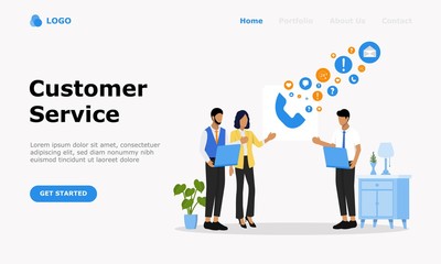 Customer Support and Advising Clients Vector Illustration Concept , Suitable for web landing page, ui, 
mobile app, editorial design, flyer, banner, and other related occasion