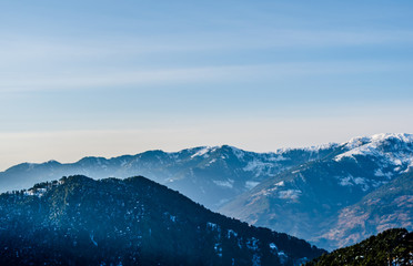 Patnitop a city of Jammu and its park covered with white snow, Winter landscape
