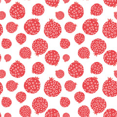 Abstract pomegrenate seamless pattern on white. Textile and print design.