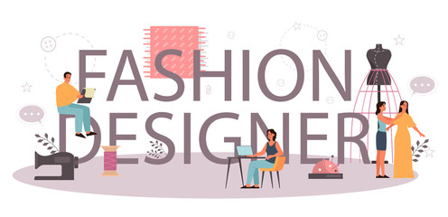 Fashion designer or tailor typographic header concept.
