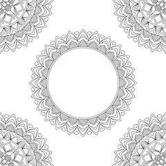 Background with floral mandalas, coloring book, vector illustration