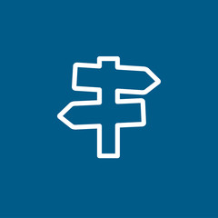 Fototapeta premium Signpost Line Icon On Blue Background. Blue Flat Style Vector Illustration