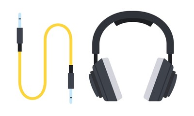 Musical device full-size headphones Musician vector icon flat isolated illustration.
