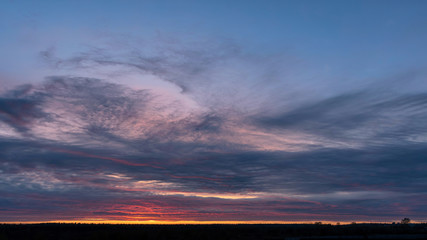 Fototapeta premium View of beautiful sunset cloudy sky.