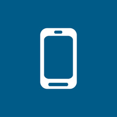 Smartphone Icon On Blue Background. Blue Flat Style Vector Illustration