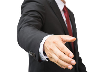 Businessman in the suit is offering to shake the hand