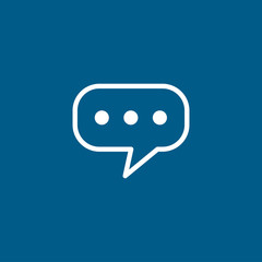 Speech Bubble Line Icon On Blue Background. Blue Flat Style Vector Illustration