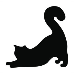 Vector silhouetted cat. A pet. Silhouetted cats in a playful mood.