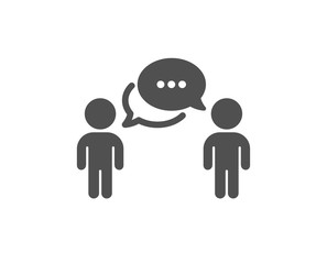 Consulting business icon. Discussion or consultation sign. People communication management symbol. Classic flat style. Quality design element. Simple consulting business icon. Vector