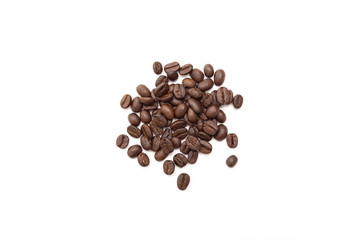 Coffee beans isolated on white background. Close up.