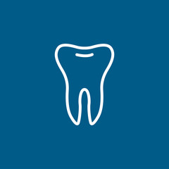 Tooth Line Icon On Blue Background. Blue Flat Style Vector Illustration