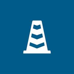 Traffic Cone Icon On Blue Background. Blue Flat Style Vector Illustration