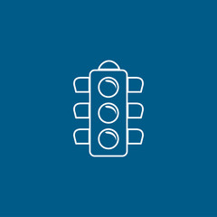 Traffic Light Signal Line Icon On Blue Background. Blue Flat Style Vector Illustration