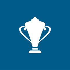 Trophy Icon On Blue Background. Blue Flat Style Vector Illustration