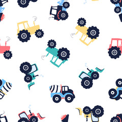Hand drawing vehicles print design seamless pattern. Vector illustration design for fashion fabrics, textile graphics, prints.  © miniwhale