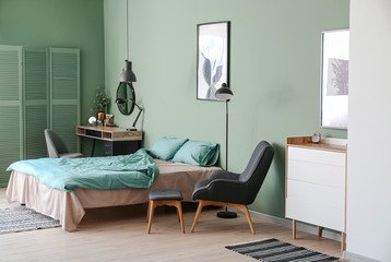 Interior of modern stylish bedroom