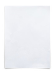 White paper sheet isolated on white background.