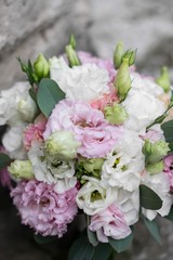 Wedding bouquet of pink roses and peony