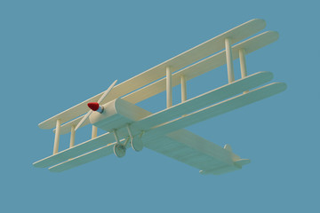 Creative handmade plane from lolly pop popsicle sticks. DIY Flight. 3D Illustration