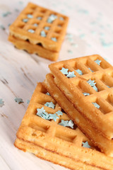 Waffles with turquoise stars